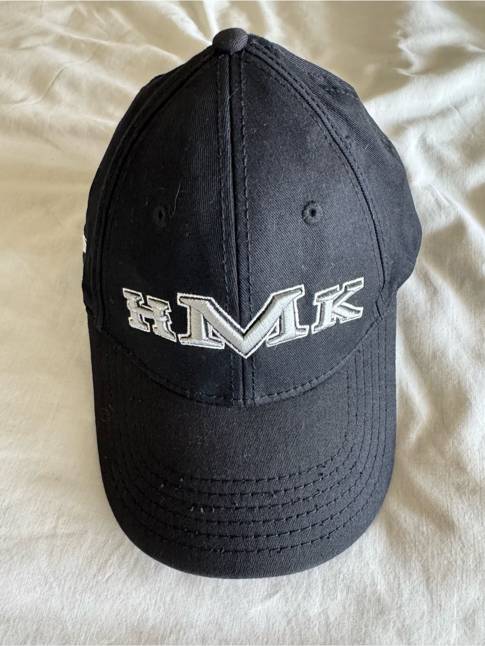 HMK Snowmobiling Black Baseball Cap with White/Gray Raised Letter HMK Logo NWT